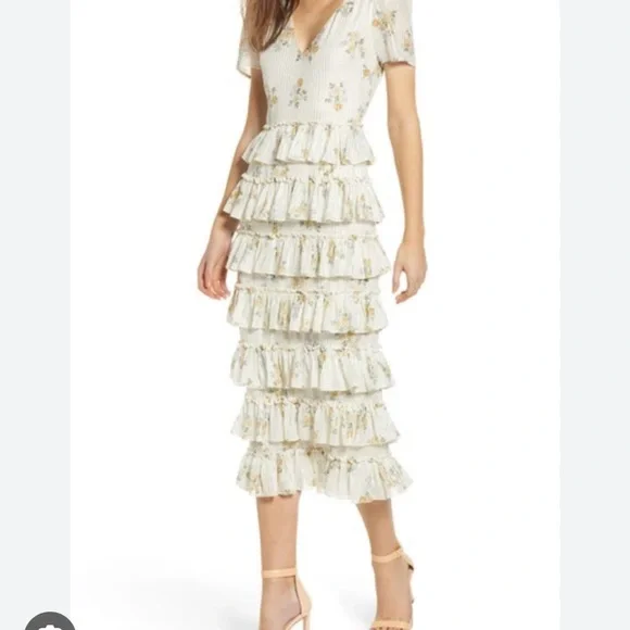 Wayf Cream Midi Dress with Sophisticated Style - Picture 3 of 7